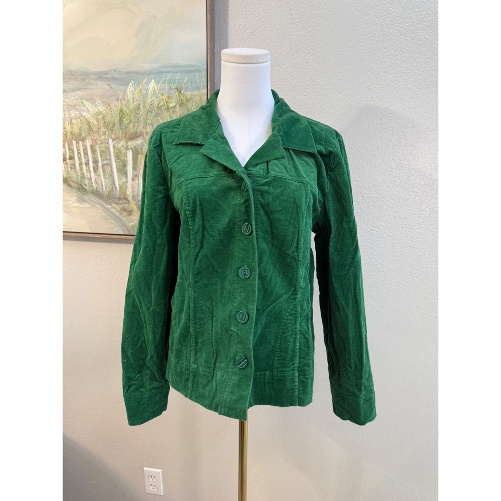 Christopher‎ & Banks Green Corduroy Jacket Button Front Blazer Size Medium